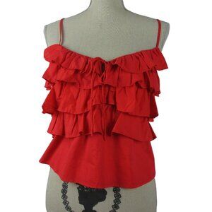 Express Cami Tank Tops Layered Ruffle Red Flowy Sleeveless Size XL